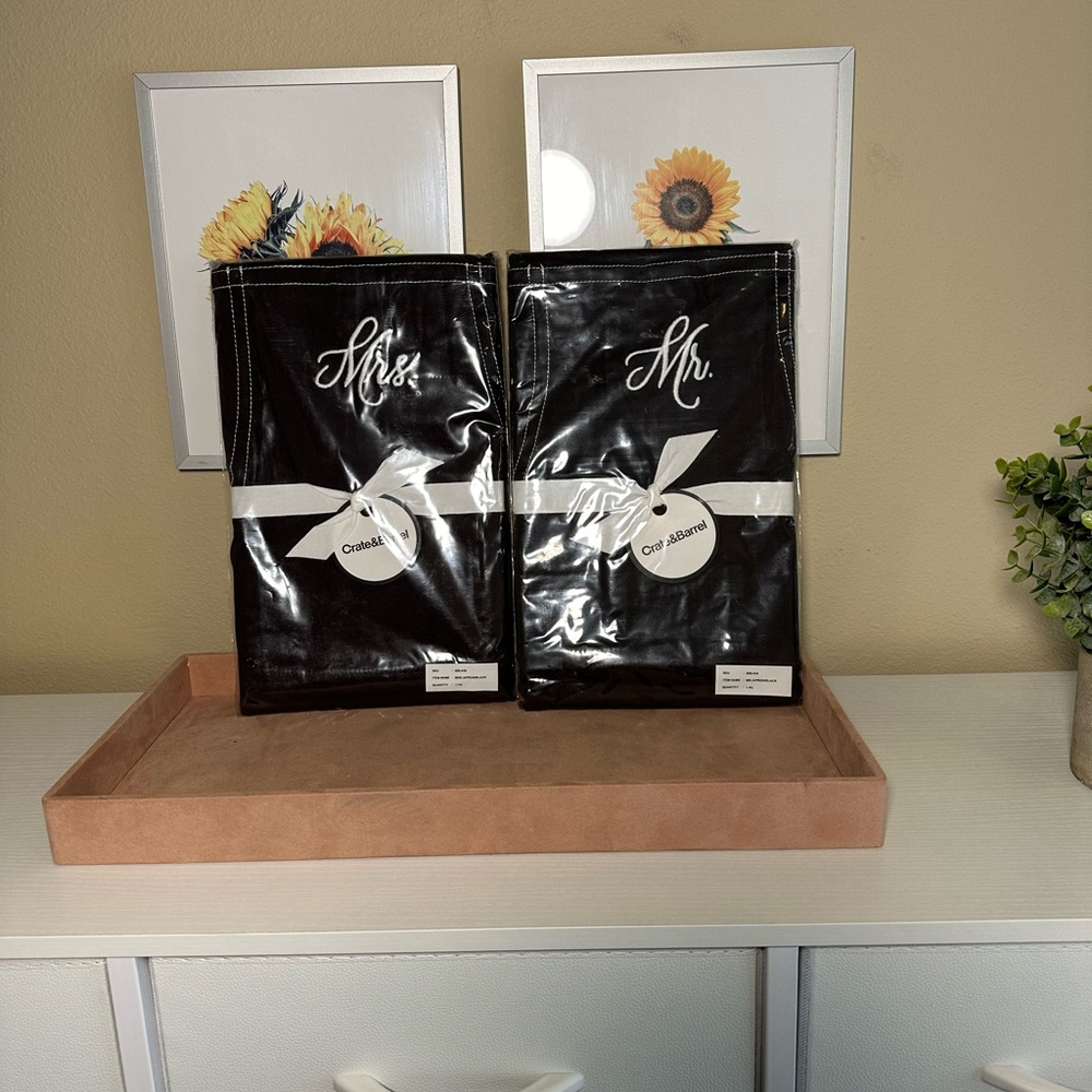 Mr and Mrs Crate & Barrel Aprons